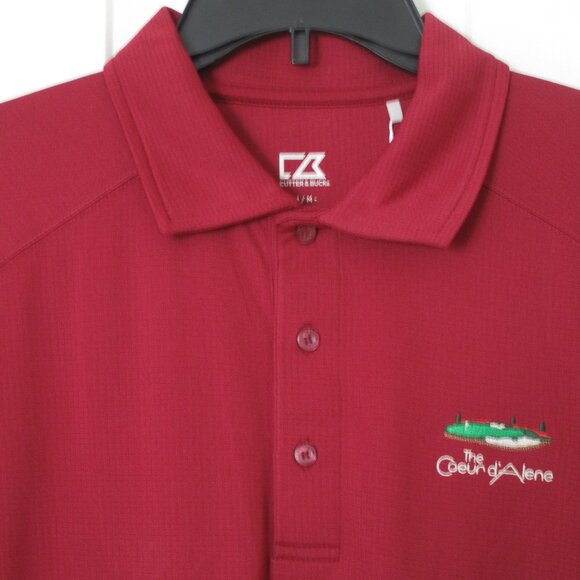 Cutter & Buck Mens S/S "Coeur D'Alene" Resort (Idaho) Red Golf Polo Shirt NWT- M - Picture 1 of 6